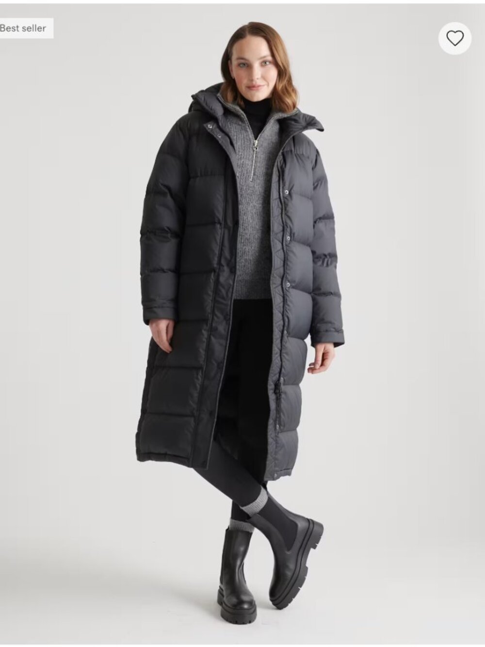 NWT Quince Responsible Down Long Puffer Jacket Women S M - Black